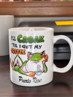 Agiftcorp Puerto Rico “I’ll Croak ’Til I Get My Coffee” Frog Coffee Mug Funny Ce